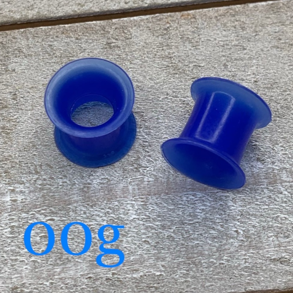 Blue 00g 00 Gauge Silicone Tunnels Plugs Gauges New